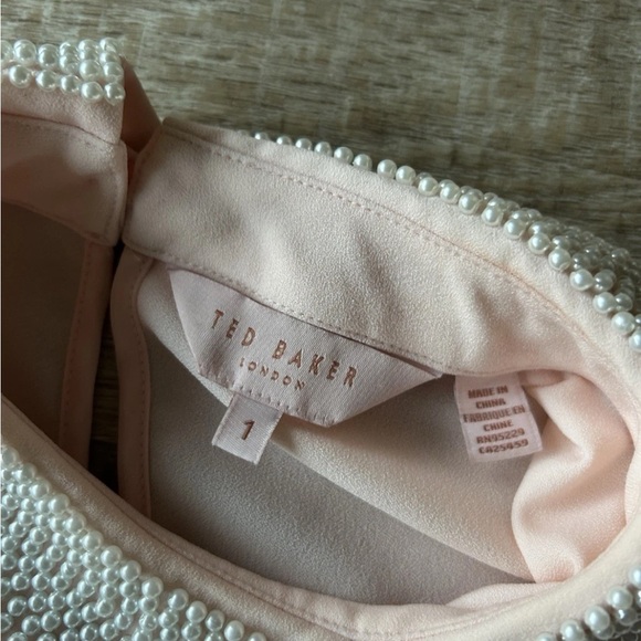 TED BAKER Hellia faux pearl bead embellished collar dressy blouse top 4 party 1 - Picture 2 of 11